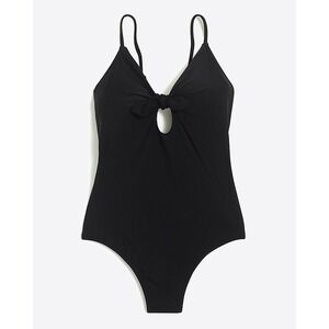 J Crew Black‎ One Piece Swimsuit Knot Front Cutout Spaghetti Strap Size S NWT